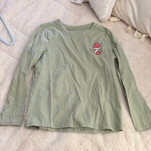 Cat & Jack Olive Long Sleeve Tee with Mushroom Design